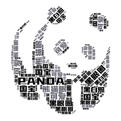 PANDA,黑眼圈,熊猫眼,国宝,可爱,黑白照,生成的文字词云图-moage.cn