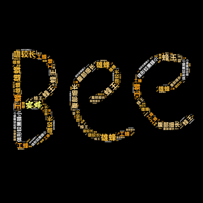 蜜蜂,蜂王,雄蜂,工蜂,体形较黑蜂小,腹部细长,吻较长,生成的文字词云图-moage.cn